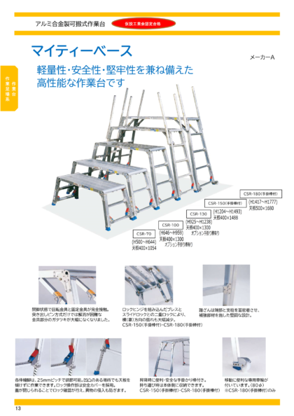 作業台・作業足場系 | 株式会社トランス | 相模原市拠点 仮設材 